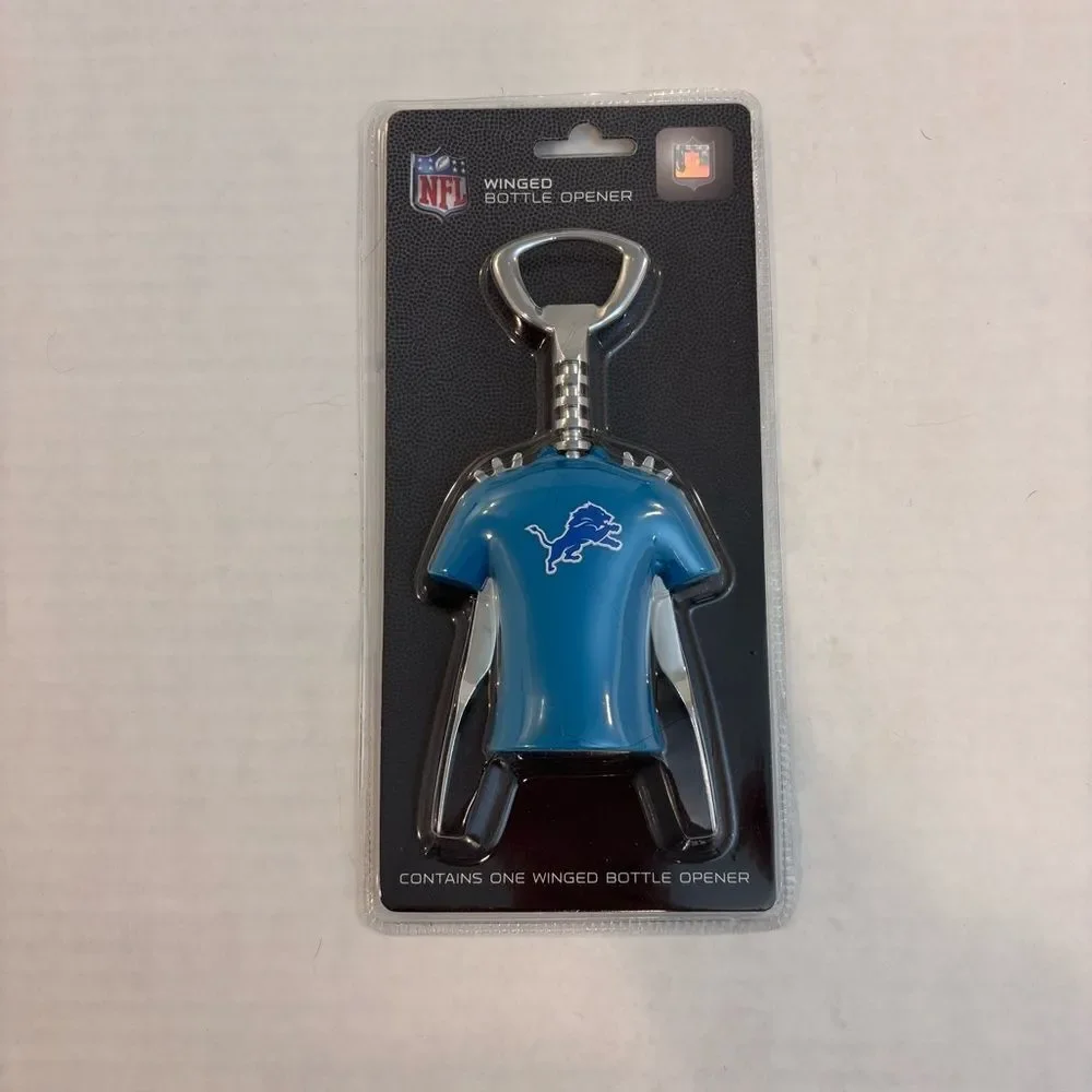 NFL Detroit Lions Jersey Design Logo Winged Wine Corkscrew And Bottle Opener NEW
